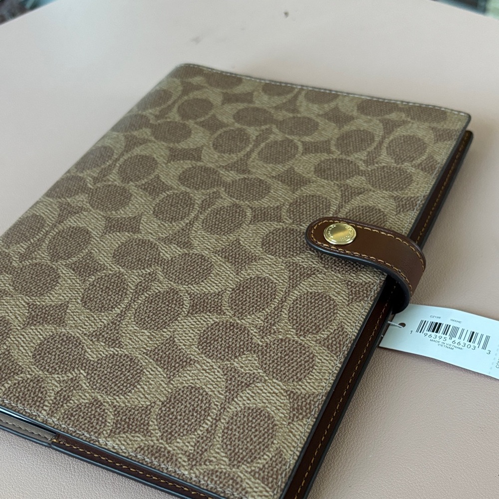 Elegant Brown COACH monogram Patterned Notebook